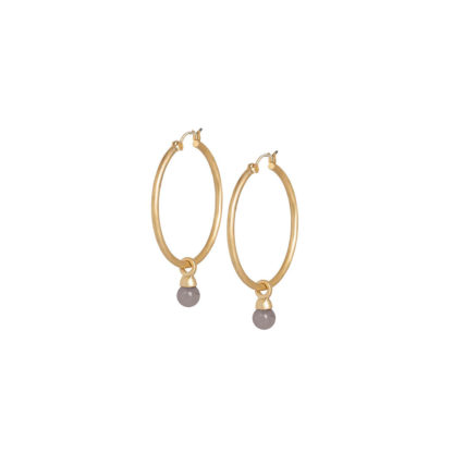 Sence Copenhagen - Creolen Earrings Grey Agate Gold