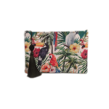 biclutch - Bag Clutch Paradise Kosmetiktasche Kulturbeutel Bunt Bommel abnehmbar