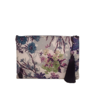 biclutch - Bag Clutch Purple Kosmetiktasche Kulturbeutel Flieder Blau Bommel abnehmbar