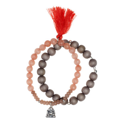 Hoffnungsträger - Armband Handmala-Set Laughing Buddha Cherryquarz & Achat