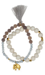 Hoffnungsträger - Armband Handmala-Set Indian Elephant Gold Chalcedon & Achat