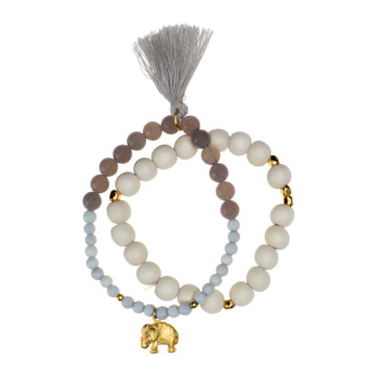 Hoffnungsträger - Armband Handmala-Set Indian Elephant Gold Chalcedon & Achat