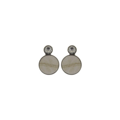Konplott - Ohrringe Stecker Earring Stud Dangling River Planet Leder Weiss Creme