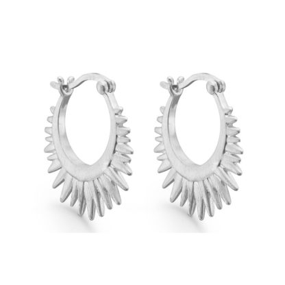 Enamel Copenhagen - Ohrringe Creolen Hoops Sunrays Sonnenstrahlen Silber matt