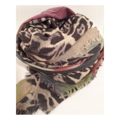 LaSalle Amsterdam - Wollschal Verde Leoprint Batikrand