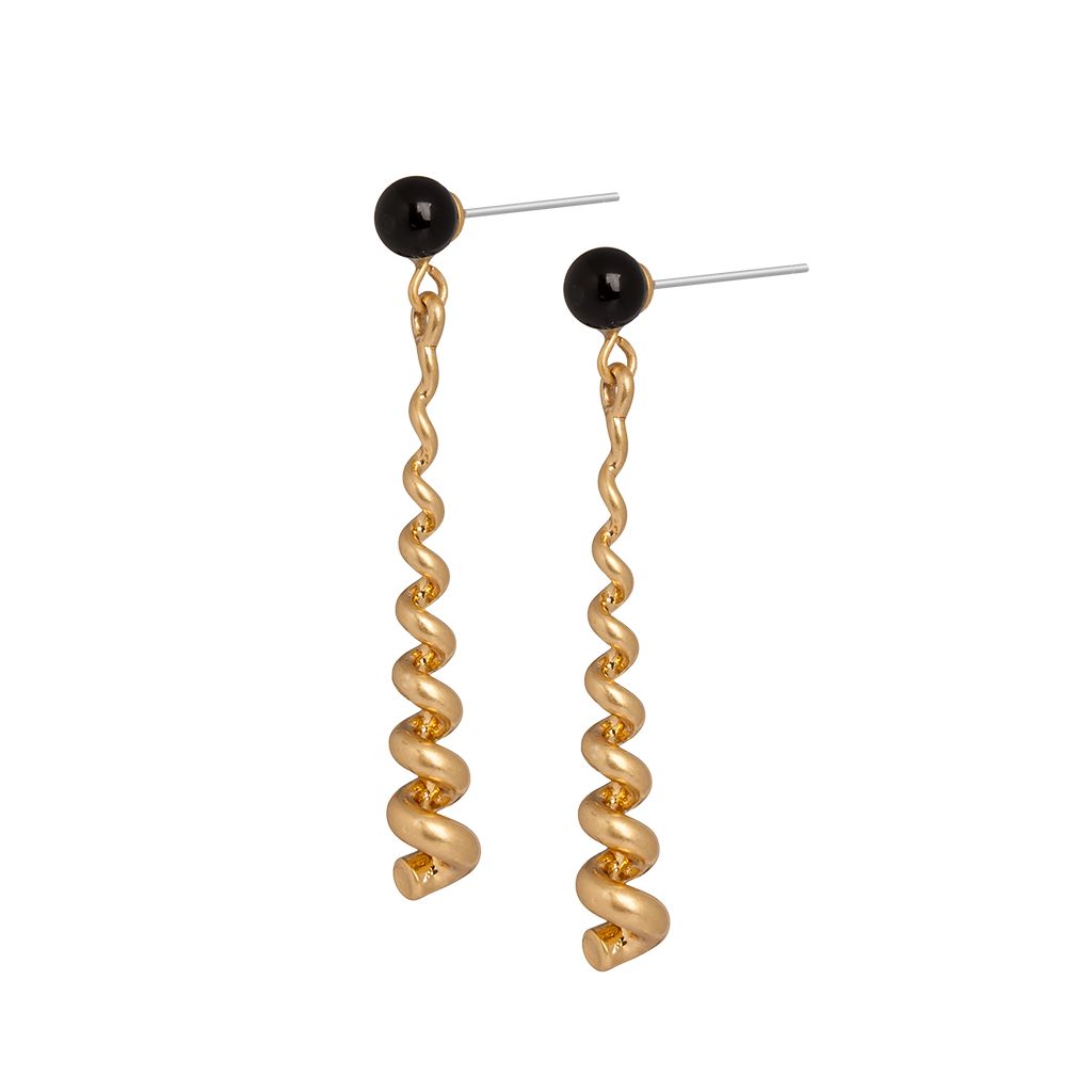 Junajoux Sence Copenhagen Ohrringe Stecker Fairytale Earstuds Black Onyx Schwarz Matt Gold