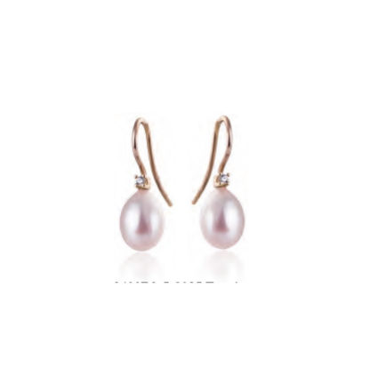 Susanne Friis Björner - Ohrringe 14 Karat Gold Diamant & rosé Perle