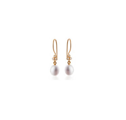 Susanne Friis Björner - Ohrringe 14 Karat Gold Triple Diamant & Perle