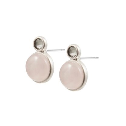 Sence Copenhagen - Ohrringe Heritage earstuds Rose Quartz Matt Silber Rosenquarz