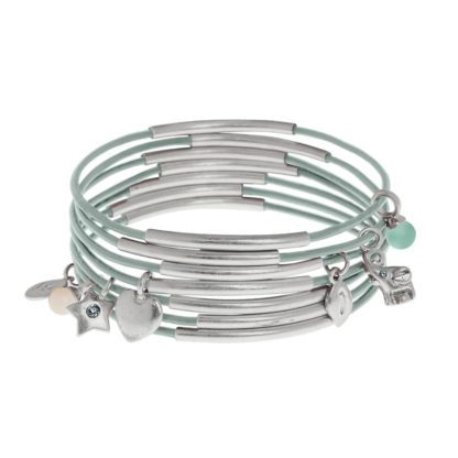 Sence Copenhagen - Lederarmbänder Urban Gypsy Bracelet light grey Leather Matt Silber Hellgrau Anhänger