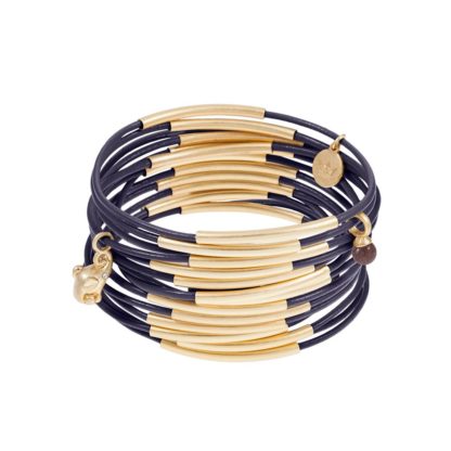 Sence Copenhagen - Lederarmbänder Urban Gypsy Bracelet dark cold purple Leather Matt Gold dunkles Lila