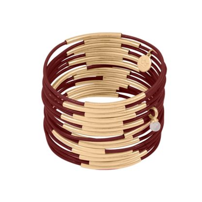 Sence Copenhagen - Lederarmbänder Urban Gypsy Bracelet dark red Leather Matt Gold dunkles Rot