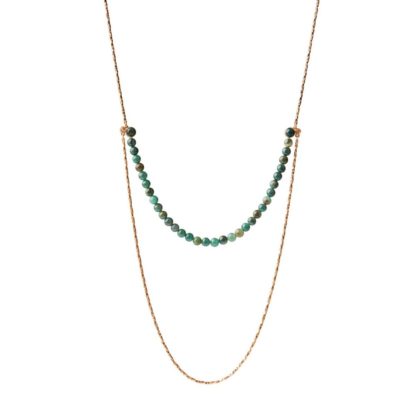 Sence Copenhagen - Kette 2-reihig Fairytale necklace Green Onyx Matt Gold 80 cm