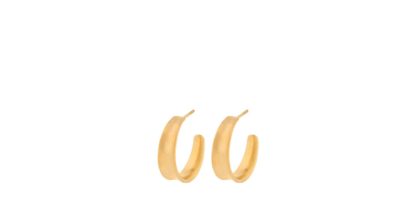 Pernille Corydon - Ohrringe Creolen Small Saga Earrings Gold 22 mm gehämmert matt