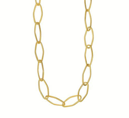 Sence Copenhagen - Lange Kette Necklace Essentials Ronja Matt Gliederkette Rauten Gold 90 cm