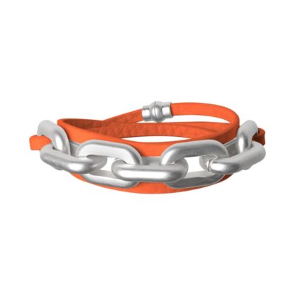 Sence Copenhagen - Armband Lighthouse wrap bracelet in modern ruby silver Matt Silber Leder orange