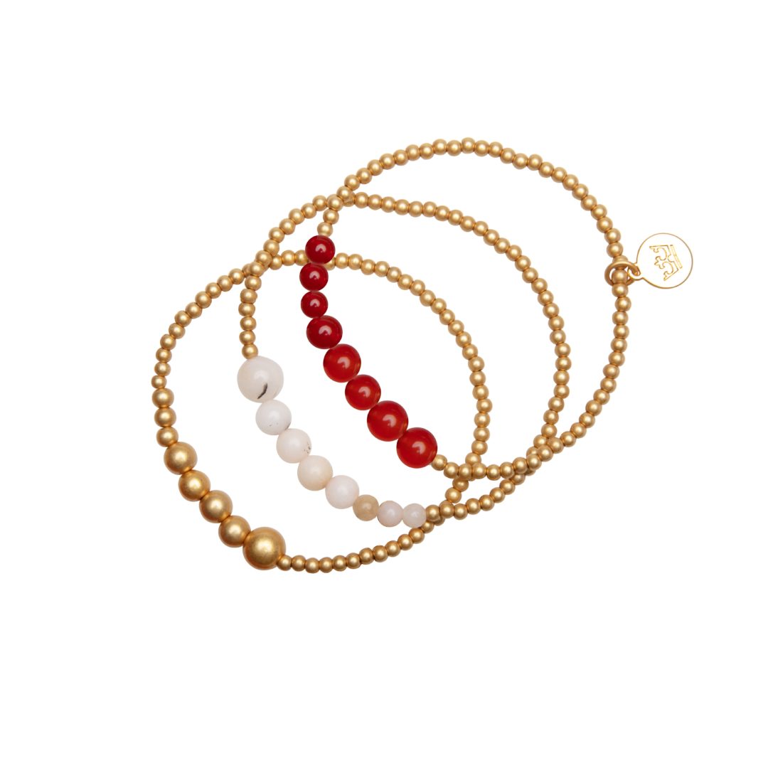 Sence Copenhagen - Armbänder Serenity stack bracelet pink opal pink opal and red agate Rosa Rot Natursteine