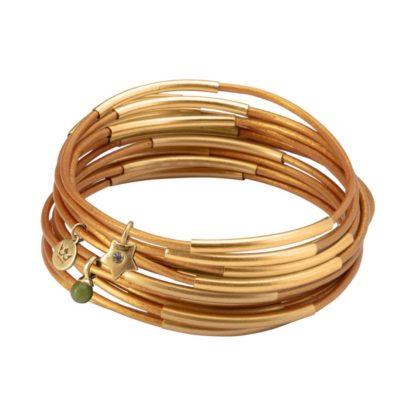 Sence Copenhagen - Lederarmbänder Urban Gypsy stack bracelet in matt gold and gold rush leather Gold