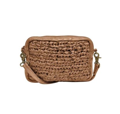 Unmade Copenhagen - Tasche Crossbody Bag woven Beige Cognac Leder