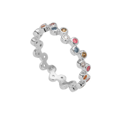 Aqua Dulce - Ring Ebba bunte Zirkonia Pastell Gr. 54 Silber
