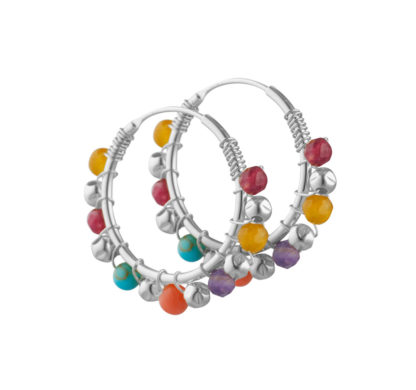 Aqua Dulce - Ohrringe Creolen Hoop Sally Bunte Edelsteine Silber