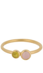 Pernille Corydon - Pastel Sky Ring Yellow Agate Pink Quartz Gr. 55