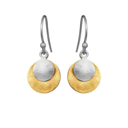 Susanne Friis Bjørner - Ohrringe Earrings Double Plättchen Bicolor Silber/Gelbgold