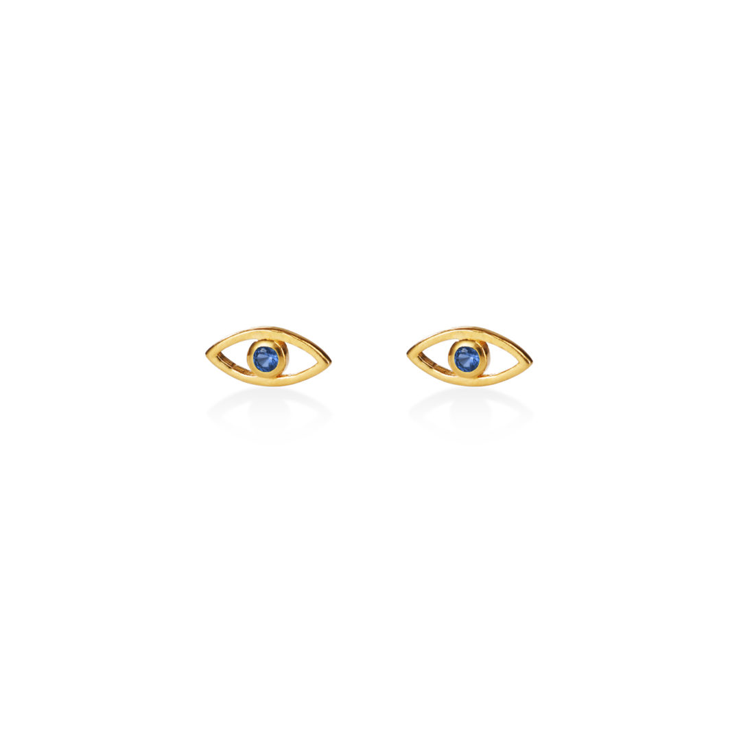 Yours Jewelry - Mini Lucky Eye Melody Stud Ohrringe Stecker Auge Blauer Saphir