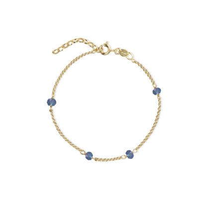 Jeberg Jewellery - Armband Love Eye Bracelet Clear Blue Gemstone Edelstein Blau Grau Gold
