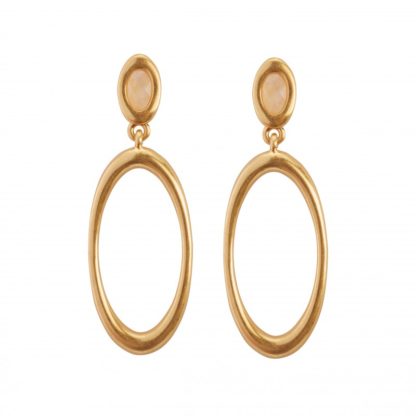 Sence Copenhagen - Ovals vergoldete Ohrringe mit Rosenquarz Earrings