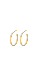 Pernille Corydon - Glänzende Ohrringe Creolen Sea Reflection Hoops Linien ca. 3 cm