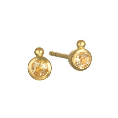 SATYA Jewelry - Mini Solar Chakra Stud Earrings Ohrringe Stecker Citrin matt Gold
