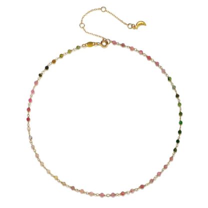 SATYA Jewelry - Kurzer Choker Abundant Joy Tourmaline Moon Kette Pastelltöne Mond