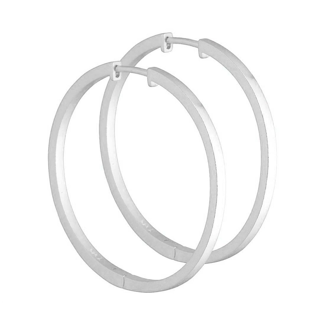 junajoux - Aqua Dulce - Klappcreolen Melissa Ohrringe Creolen Earring matt  Silber ca. 3,5 cm