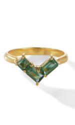 Yours Jewelry - Satin Corner Ring Gold Grün Turmalin