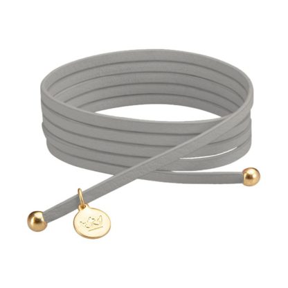 Sence Copenhagen - Kette Necklace / Armband Bracelet Strap Light Grey Hellgrau Leder matt Gold