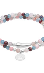 Sence Copenhagen - Zwei Armbänder Gemstone addict double bracelet pastel multi matt silver
