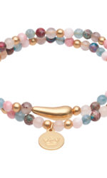Sence Copenhagen - Zwei Armbänder Gemstone addict double bracelet pastel multi matt gold