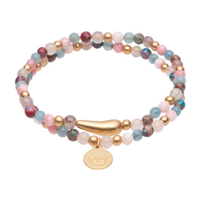 Sence Copenhagen - Zwei Armbänder Gemstone addict double bracelet pastel multi matt gold