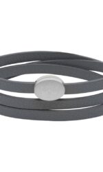 Sence Copenhagen - Lederarmband Krone Crown leather wrap bracelet dark grey 55 cm