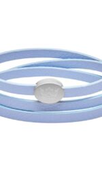 Sence Copenhagen - Lederarmband Krone Crown leather wrap bracelet skyblue 55 cm