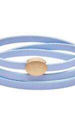 Sence Copenhagen - Lederarmband Krone Crown leather wrap bracelet skyblue 55 cm