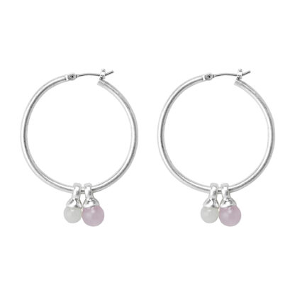 Sence Copenhagen - Creolen Hoops Essentials Be A Star earrings Aquamarine Rose Quartz 3.5 cm