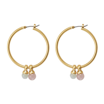 Sence Copenhagen - Creolen Hoops Essentials Be A Star earrings Aquamarine Rose Quartz 3.5 cm