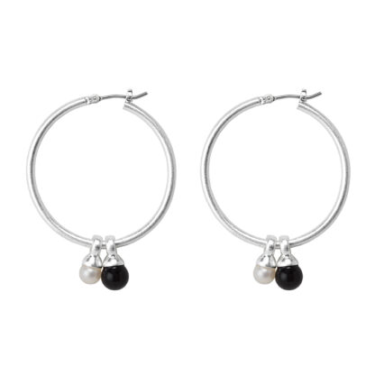 Sence Copenhagen - Creolen Hoops Essentials Be A Star earrings Pearl black Agate 3.5 cm