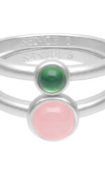 Sence Copenhagen - Zwei Ringe Stone duet rings rose & green quartz matt 9 (57/58)